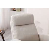 Rocking Chair Nursery with Side Pocket, Upholstered Glider Chair with High Back and Wood Legs, Accent Armchair for Living Room Bedroom, Beige