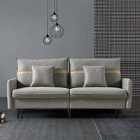 3-Seat Sofa Couch, Mid-Century Tufted Love Seat with 2 Pillows & Hidden Storage Bags, 2-Seat Upholstered Deep Sofas Couches Loveseat for Living Room Bedroom Office Apartment Dorm Studio, Gray
