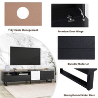 Modern TV Stand for TVs up to 80 Inch, Entertainment Center TV Console Table with Double Storage Space and Drop Down Door for Living Room, Bedroom,Home Theatre,Black