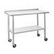 Stainless Steel Table for Prep & Work, 24'' x 48'' NSF Commercial Heavy Duty Table with Caster Wheels & Undershelf & Backsplash, Movable Workstation for Restaurant, Home and Hotel