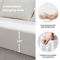 Sectional Sofa Sleeper Couch, Chenille Upholstered L-Shape Sleeper Sofa with 2 Pillows & Armrest, Convertible Modular Minimalist Sofa for Apartment Living Room, 2 PC Free Combination, White