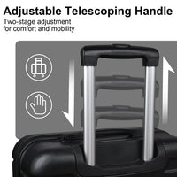 3 Piece Luggage Sets, Expandable ABS+PC Hardside Luggage with Spinner Wheels, Lightweight Durable Carry on Luggage Suitcase with TSA Lock for Women Men, 20"/24"/28" (Black)