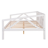 Full Size Daybed, Wood Daybed Frame with 8 Slats Support Dual-use Sofa Bed Platform Bed Frame with Under Bed Storage for Bedroom Living Room No Box Spring Needed, Easy Assembly, White