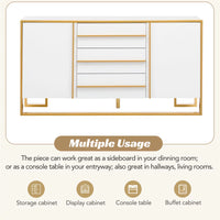 Storage Cabinet, 59" Sideboard Buffet Cabinet with 3 Drawers and 2 Doors, Modern Style Kitchen Cupboard Cabinet with Gold Metal Legs for Living Room Entryway, 59"L x 15.7"W x 31.5"H, White