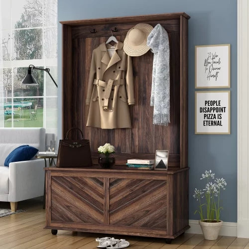 Entry hall bench on sale with coat rack