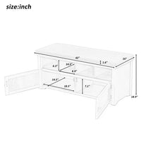 Storage Bench, Rustic Style 2-Door Storage Bench with 4 Small Storage Spaces and Linen Upholstered Top Cushion, Wood Storage Bench for Entryway, Foyer or a Mudroom, Dark Gray & Beige
