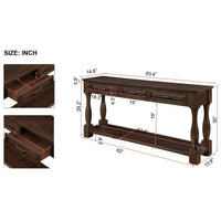63" Wood Console Table,Entryway Table with 3 Drawers and Bottom Shelf,Extra-thick Sofa Table for Living Room Entryway Hallway Foyer,Espresso