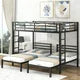 Metal Triple Bunk Beds,3 in 1 Beds,Full Over Two Twin Bunk Beds with Built-in Shelf & 2 Ladders & Full Length Safety Rail for Kids, Teens, Adults