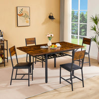 63.2''x35.5'' Folding Dining Table, Industrial Kitchen Table for 4-5 Person, 1.2 inches Thick Rectangular Dinner Table with Storage Shelf for Dining Room Kitchen Living Room, Rustic Brown