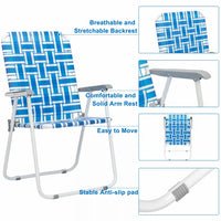 2pcs Beach Chairs Set,Patio Folding Chairs,Bearing 120kg,Outdoor Webbing Chair with Steel Frame,Lightweight & Portable Camping Chairs Patio Chairs for Fishing,Yard,Garden,Poolside