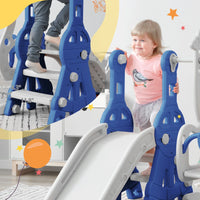 4 in 1 Toddler Slide Swing Set,Kids Playground Sets with Swing Slide and Climber Basketball Hoop for Children Boys and Girls, Indoor Outdoor