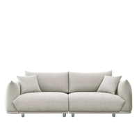 90.5" Modern Loveseat Sofa Couch, Linen Fabric 3-Seater Couch with 2 Pillows and Metal Legs,Upholstered Padded Sofa Couch with Solid Wood Frame, for Living Room Bedroom Office,Beige