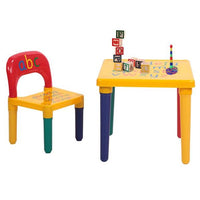 Children Table Chair Set for BOYS&GIRLS Study Table Chair Set for Preschooler Activity Reading Training, Multi-color