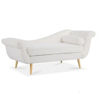Chaise Lounge Chaise Lounge Indoor with Scroll Arm and Tapered Legs Modern Upholstered Sofa Recliner Lounge Chair for Living Room Bedroom, White