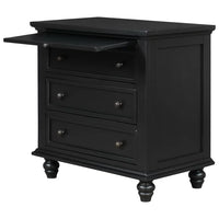 Wood Nightstand, 3-Drawer Storage Nightstand, End Table with Pull Out Tray, Cabinet with Drawers, Chest Side Table, for Bedroom Living Room, Fully Assembly Bedside Table, Black