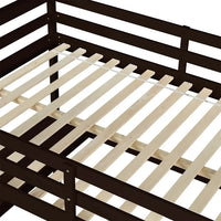 Full Size Loft Bed with Desk and Storage Shelves,Wooden High Loft Bed Frame with Ladder and Bookshelf for Dorm,Kids Adults Boys Girls Teens,Espresso
