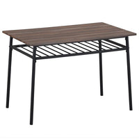 6-Piece Dining Set with Storage Racks, Modern Dining Table Set with Rectangular Table, Bench and 4 High Backrest Chairs for 6 Person with Steel Frame for Dining Room Living Room Kitchen, Natural