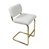 Mid-Century Modern Bar Stools Set of 2,Counter Height Bar Stools with Gold Metal Chrome Base,Upholstered Boucle Fabric Armless Barstools for Dining Room,Kitchen,Ivory