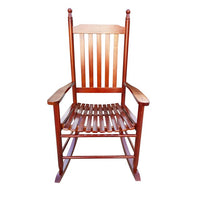 Wooden Porch Rocker Chair, Outdoor/Indoor Rocking Chair with 280lbs Weight Capacity, Outdoor Rocker for Relax, Easy to Assemble, 24.5''(L) x 32.85''(W) x 45.25''(H), Brown