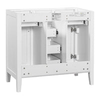36" Bathroom Vanity Without Sink, Free Standing Single Bathroom Vanity with Two Cabinets and Five Drawers, Solid Wood Frame Bathroom Vanity Cabinet with Soft Closing Louvered Doors, White