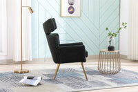 Curved Tufted Accent Chair with Gold Metal Legs,Upholstered Velvet Wingback Armchair High Back Lounge Leisure Chair,Comfy Single Sofa Chair Vanity Chair for Living Room Bedroom Waiting Room,Black