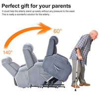 Large Power Lift Recliner Chair for Elderly, Upholstered Anti-skid Cashmere Lift Chair,60°-140° Adjustable Remote Control Recliner Sofa with Padded Seat Backrest & Side Pocket, Light Gray