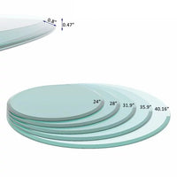 32 Inch Round Tempered Glass Table Top Clear Glass 1/2" Inch Thick Beveled Polished Edge