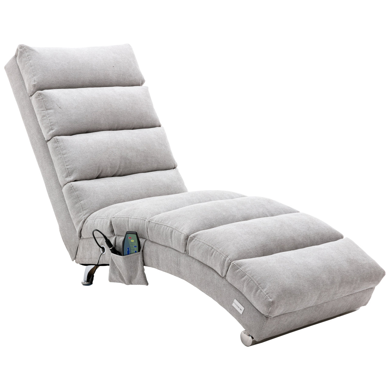 Massage Chaise Lounge,Electric Recliner Chaise Chair, Ergonomic Electric Massage Chair with Side Pockets and 5-Modes, Modern Long Lounger for Office or Living Room,Light Grey