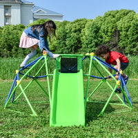 Climbing Dome, Kids Climbing Dome with Slide Set Jungle Gym for 1+ Years Old, 6ft Geometric Playground Dome Climber Play Equipment with 4.6ft Wave Slide, Rust & UV Resistant Steel Supporting 800 LBS