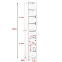 8-Tier Media Tower Rack with Adjustable Shelves, Multi-Functional Double-Decker Bookcase, CD DVD Slim Storage Cabinet, Tall Narrow Storage Rack Display Bookshelf for Home Office, Walnut