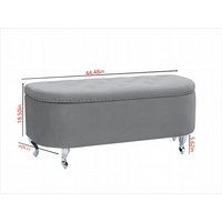 Velvet Storage Bench, Tufted Upholstered End of Bed Bench with Nail Head Decor and Metal Legs, Flip Top Storage Ottoman for Bedroom, Living Room, Entryway, Gray