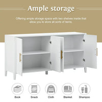 Modern Storage Cabinet, Wooden Sideboard with Metal Handles and Ample Storage Space, Wide Console Table with Smooth Tabletop Surface and Solid Legs for Living Room,Entryway,Hallway, White