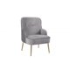 Accent Chair,Modern Velvet Side Chair with Gold Metal Legs and Soft Back,Comfy Reading Chair Leisure Armchair for Club Bedroom Living Room Office,Gray