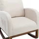 Modern Rocking Chair Nursery Upholstered Glider Chair with Side Pocket, Comfortable Rocking Accent Armchair with High Back and Rubber Wood Legs for Living Room Bedroom Reading Room Lounge, Beige