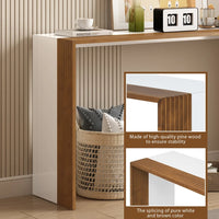Modern Console Table for Entryway, Minimalist Style Sofa Table with Color-blocked for Living Room, Hallway, Office (Brown+White)