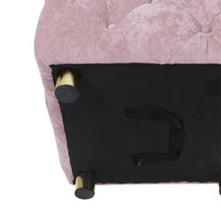 Modern Velvet Upholstered Ottoman, Classic Square Dressing Makeup Chair with Button Design, Comfortable Soft Foot Stool for Living Room Bedroom and Entrance, Pink