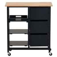 Kitchen Island Cart with Storage, Kitchen Cart for Home, Rolling Trolley Cart with 3 Drawers and 3 Storage Shelves, Dining Cart for Dining Room, Bar, Kitchen,Black