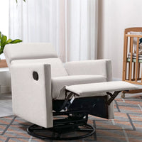 Gliding Recliner Rocker,360Swivel Glider Modern Nursery Glider Recliner Chair Upholstered Plush Seating Glider,Swivel Glider Chair Nursery Chair Reclining Sofa Chair for Living Room,Tan