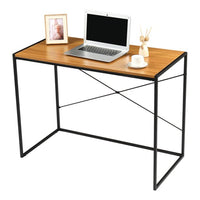 39''L Computer Desk with X-shaped Frame Design, Small Desk for Home and Office, Light Walnut Color