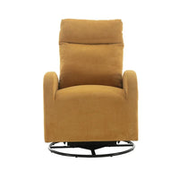 360 Degree Swivel Rocking Recliner Chair, Modern Lounge Sofa Chair with Side Pocket and High Backrest, Nursery Glider Chair with Metal Base, Ergonomic Chair for Office Living Room Cinema, Yellow