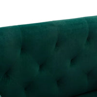 Accent Chair, Modern Velvet Tufted Upholstered Single Sofa Chair with Thick Cushion and Rose Golden Metal Feet, Comfy Leisure Lounge Armchair Reading Chair for Living Room Bedroom Office, Green