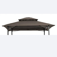 Grill Gazebo Replacement Canopy Roof, 8 x 5 Ft Outdoor BBQ Gazebo Canopy Top Cover, Double Tired Grill Replacement Conopy with Durable Polyester Fabric, Brown