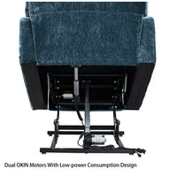Lay Flat Sleeping Motor Power Lift Recliner Chair, Dual OKIN Power Lift Recliner, Lift Chairs Recliners For Elderly, ELectric Recliner Sofa Chair with Cup Holders Side Pockets for Living Room,Blue
