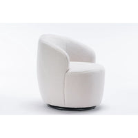 Sherpa Teddy Swivel Accent Chair, 360° Swivel Round Armchair with Ergonomic Back,Upholstered Lounge Single Sofa Chair for Living Room Bedroom,Lounge,Hotel,,Club,Office,Ivory