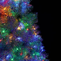6ft Bendable Halloween Christmas Tree, White Halloween Tree, Bent Christmas Tree with 900 Lush Branch Tips and 300 LED Lights, Grinch Style, for Xmas Holiday Home Decorations