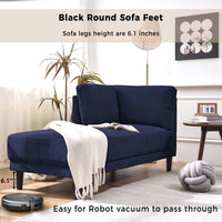 Chaise Lounge Indoor, 65" Mid-Century Modern Fabric Corner Lounge Chair, Modern Upholstered Chaise Sofa with High Resilience Foam Cushions for Sleeping Living Room Bedroom Office Apartment, Blue