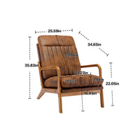 Mid Century Modern Accent Chair with Solid Wood Frame, Upholstered Living Room Armchair with High-Back and Padded Seat, Comfy Reading Chair Lounge Chair for Bedroom, Office, Studio, Coffee