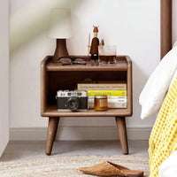 Modern Nightstand, Solid Wood Bedside Cabinet with Storage Drawers and Open Wood Shelf Storage, Beech Wooden Side Table with for Bedroom, Living Room, Dorm, Easy Assembly, Natural