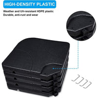4-Piece Heavy Duty Cantilever Offset Patio Umbrella Base, Water/Sand Filled Square Umbrella Stand 4 with Easy-to-Fill Spouts for Garden, Backyard and Poolside Black