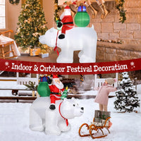 6ft Christmas Inflatable Santa Claus Rides Polar Bear with 15W LED Lights,Garden Santa Claus Decoration Outdoor Yard Christmas Decoration